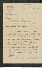 Nachlass Franz Steindachner, Brief von Max Weg an Franz Steindachner (15.02.1912), Inv.Nr. 580.03, Seite 1